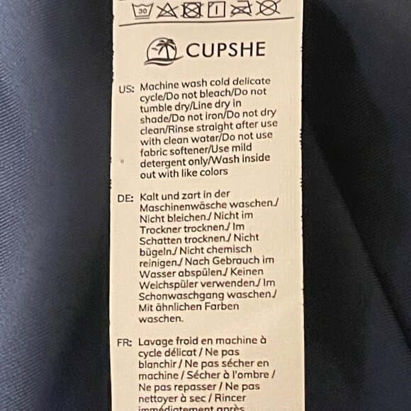 Cupshe Women’s Plus Size 2X Blue One-Piece Swimsuit V-Neck Mesh Tummy Control - Picture 8 of 9